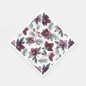 Bordeauxrode Bloemen Servet (Hoek)