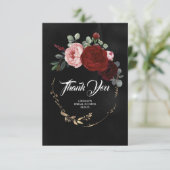 Bordeauxrode Bloemen Zwart Bedankt (Staand voorkant)