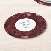 Bordeauxrode bloemige bruidsdouche ronde kartonnen onderzetter (Gebogen)