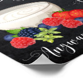 Bordeauxrode bloemige yoghurtbarrière bord krijtbo poster (Hoek)