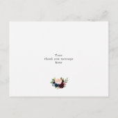 Bordeauxrode bloemrijke bruidsmeisje bedankkaart uitnodiging briefkaart (Achterkant)