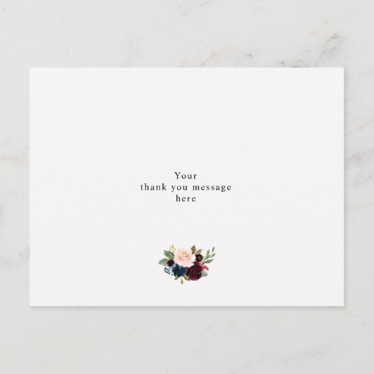 Bordeauxrode bloemrijke bruidsmeisje bedankkaart uitnodiging briefkaart (Achterkant)