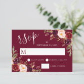 Bordeauxrode Bloemrijke Handgeschreven Trouw RSVP Kaart (Staand voorkant)