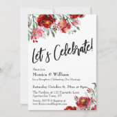 Bordeauxrode bloemrijke typografie om te vieren kaart (Voorkant)