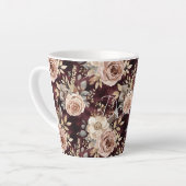 Bordeauxrode Blush Bloemen Bruiloft Latte Mok (Linkerhoek)
