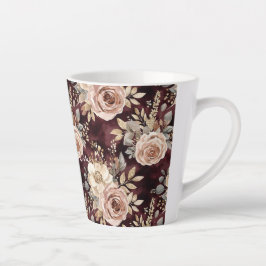 Bordeauxrode Blush Bloemen Bruiloft Latte Mok