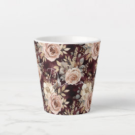 Bordeauxrode Blush Bloemen Bruiloft Latte Mok