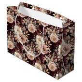 Bordeauxrode Blush Bloemige Bruidsmeisjesborrel Groot Cadeauzakje (Achterkant Gekanteld)