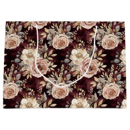 Bordeauxrode Blush Bloemrijke Bruidsuitnodiging Groot Cadeauzakje