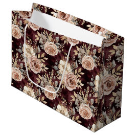 Bordeauxrode Blush Bloemrijke Bruidsuitnodiging Groot Cadeauzakje