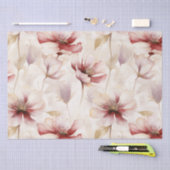 Bordeauxrode Crème Bloemrijke Bruiloftsshower Tissuepapier (Craft)