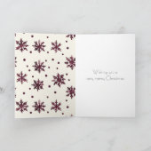 Bordeauxrode Crème Sneeuwvlokken Kerst Kaart (Binnen)