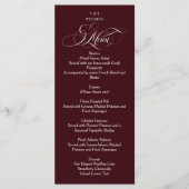 Bordeauxrode Elegante Monogram Huwelijk Menu (Voorkant)