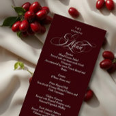 Bordeauxrode Elegante Monogram Huwelijk Menu