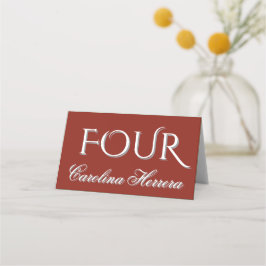 Bordeauxrode elegante script gast naam nummer plaatskaartje