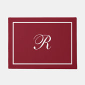 Bordeauxrode Elegante Script Monogram Deurmat (Voorkant)