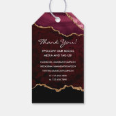 Bordeauxrode en gouden geode-agate edelsteen cadeaulabel (Achterkant)
