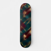 Bordeauxrode en gouden geruite skateboard (Voorkant)