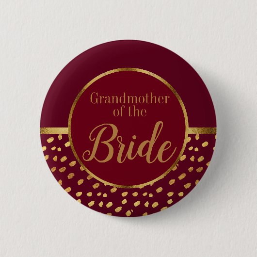 Bordeauxrode en gouden Grootmoeder van de Bruid Tr Ronde Button 5,7 Cm (Voorkant)