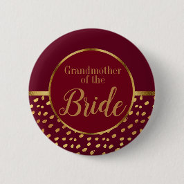Bordeauxrode en gouden Grootmoeder van de Bruid Tr Ronde Button 5,7 Cm