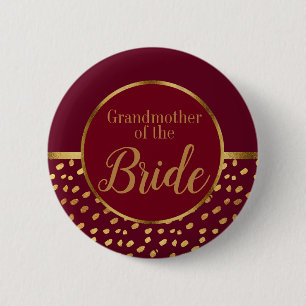 Bordeauxrode en gouden Grootmoeder van de Bruid Tr Ronde Button 5,7 Cm
