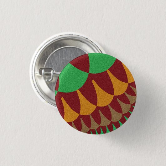 Bordeauxrode en groene schubben ronde button 3,2 cm (Voorkant /achterkant)