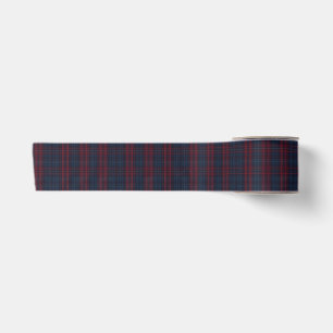 Bordeauxrode en marineblauwe tartan geruite lint