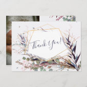 Bordeauxrode en Roze Wilde Bloemen Bedankkaart (Voorkant / Achterkant)