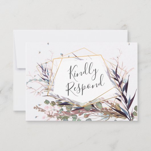 Bordeauxrode en Roze Wilde Bloemen Save The Date K RSVP Kaartje (Voorkant)