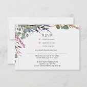 Bordeauxrode en Roze Wilde Bloemen Save The Date K RSVP Kaartje (Achterkant)