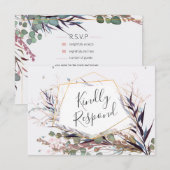 Bordeauxrode en Roze Wilde Bloemen Save The Date K RSVP Kaartje (Voorkant / Achterkant)