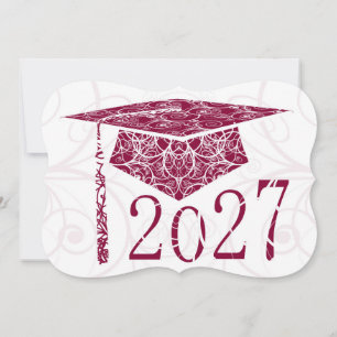 Bordeauxrode en Witte Bloem Hoed 2027 Kaart