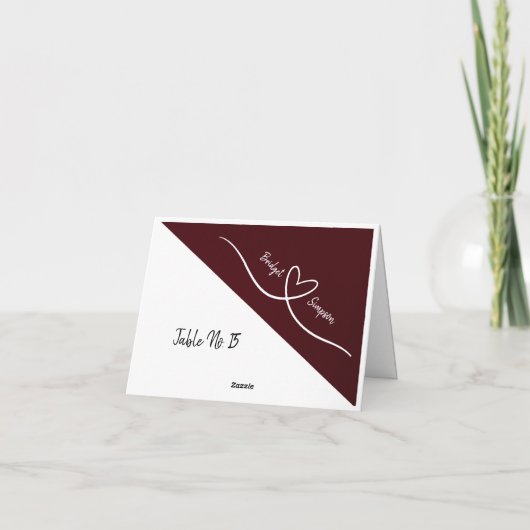 bordeauxrode en witte elegante Kaarten voor gasten (Achterkant)