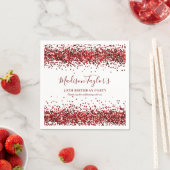 Bordeauxrode glitterspetters verjaardagsconfetti servet (Insitu)