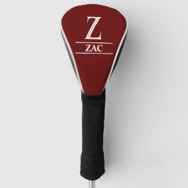 Bordeauxrode golfhoes met monogram golfheadcover