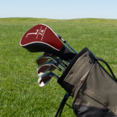 Bordeauxrode golfhoes met monogram golfheadcover (Insitu)