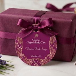 Bordeauxrode & gouden folie damast productlabel bedankjes labels