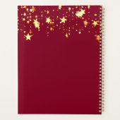 Bordeauxrode gouden sterren naam monogram 2027 planner (Achterkant)