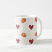 Bordeauxrode Harten Pompoenen Koffiemok (Voorkant rechts)