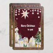 Bordeauxrode kerstkaart (Voorkant / Achterkant)