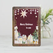 Bordeauxrode kerstkaart (Staand voorkant)