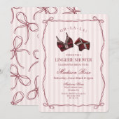 Bordeauxrode lingerie bruiloftsshower kant kaart (Voorkant / Achterkant)