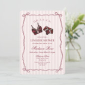 Bordeauxrode lingerie bruiloftsshower kant kaart (Staand voorkant)