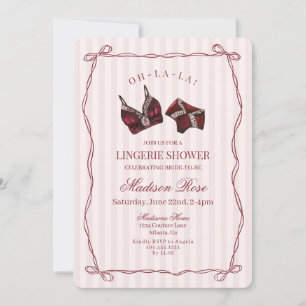Bordeauxrode lingerie bruiloftsshower kant kaart