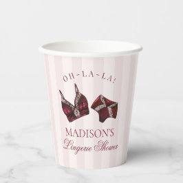 Bordeauxrode lingerie douche vrijgezellen bruid papieren bekers