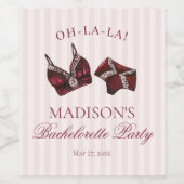 Bordeauxrode lingerie vrijgezellenfeest bruidskled wijn etiket (Enkel label)