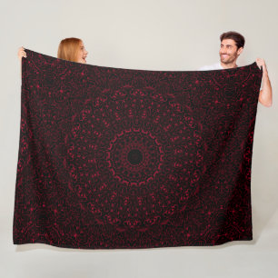 Bordeauxrode Mandala met Sierlijke Symmetrie Fleece Deken