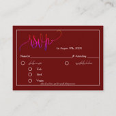 Bordeauxrode minimalistische RSVP-kaart bijlage (Voorkant)