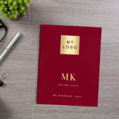 Bordeauxrode monogram initiaal bedrijf notitieboek