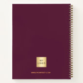 Bordeauxrode monogram initiaal bedrijfslogo notitieboek (Achterkant)